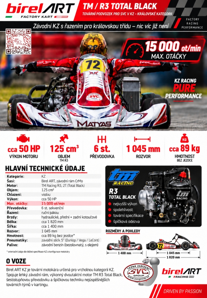 Birel ART KZ s motorem TM R3 Total Black | SVC Vitver Racing