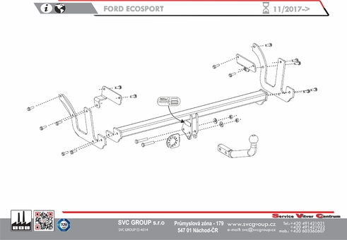 Tažné zařízení Ford Ecosport  02/2018->
Maximální zatížení 75 kg
Maximální svislé zatížení bottom kg
Katalogové číslo 047-571