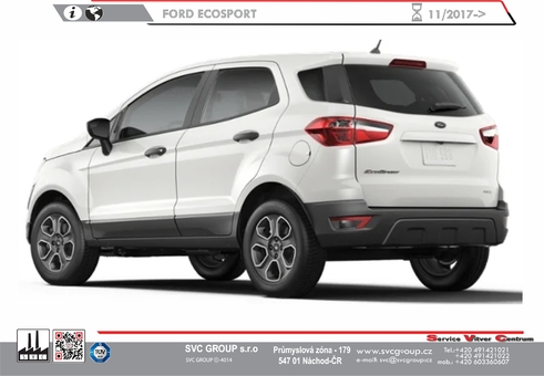 Tažné zařízení Ford Ecosport  02/2018->
Maximální zatížení 75 kg
Maximální svislé zatížení bottom kg
Katalogové číslo 047-571