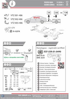 Tažné zařízení Toyota RAV4 2018 -
Maximální zatížení 120 kg
Maximální svislé zatížení bottom kg
Katalogové číslo 002-486
