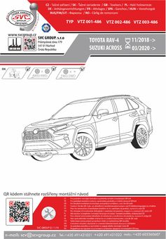 Tažné zařízení Toyota RAV-4 2018
Maximální zatížení 120 kg
Maximální svislé zatížení bottom kg
Katalogové číslo 003-486