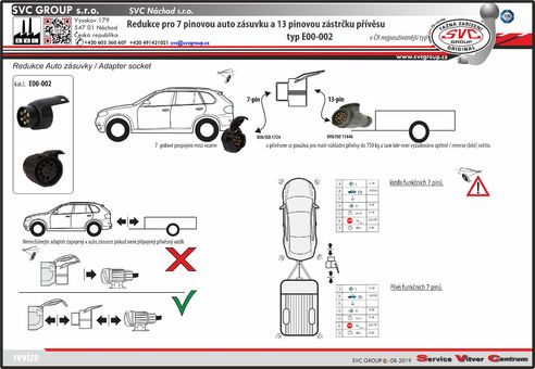 Zapojení auto redukce z 7 na 13 pinů pro tažné zařízení DIN-ISO-1724 NI-112-BB