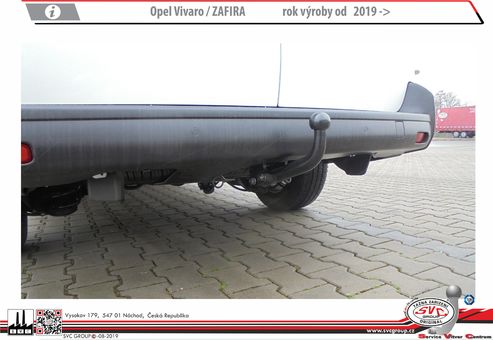 Tažné zařízení Opel Vivaro / Zafira
Maximální zatížení 120 kg
Maximální svislé zatížení bottom kg
Katalogové číslo 001-417