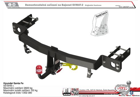 Tažné zařízení Hyundai Santa Fe 2018+
Maximální zatížení 120 kg
Maximální svislé zatížení bottom kg
Katalogové číslo 1.002-380