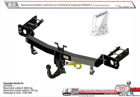 Tažné zařízení Hyundai Santa Fe  2018+
Maximální zatížení 120 kg
Maximální svislé zatížení bottom kg
Katalogové číslo 1.003-380