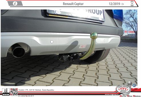 Tažné zařízení Renault Captur
Maximální zatížení 100 kg
Maximální svislé zatížení bottom kg
Katalogové číslo 002-499