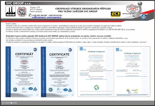 Aktuální certifikáty originality a kvality  MT-094-BB