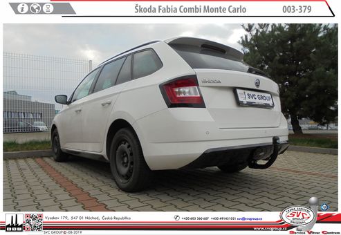 Tažné zařízení Škoda Fabia Combi  2018 - Monte Carlo
Maximální zatížení 85 kg
Maximální svislé zatížení bottom kg
Katalogové číslo 003-379