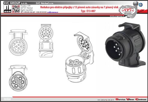 Technické informace redukce pro tažné zařízení 13 na 7