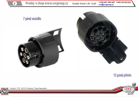 Adaptér 7 pin na 13 pinů pro tažné zařízení 