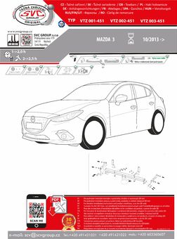 Tažné zařízení Mazda 3 HB 2013
Maximální zatížení 110 kg
Maximální svislé zatížení bottom kg
Katalogové číslo 001-451