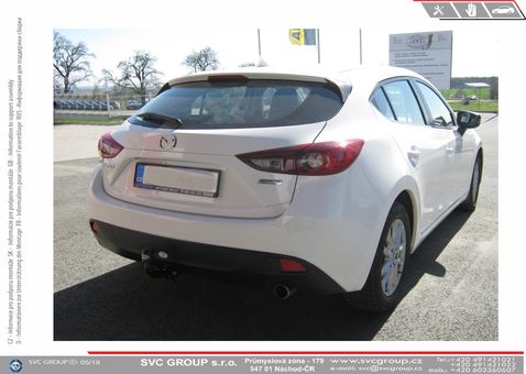 Tažné zařízení Mazda 3 HB 2013
Maximální zatížení 110 kg
Maximální svislé zatížení bottom kg
Katalogové číslo 001-451