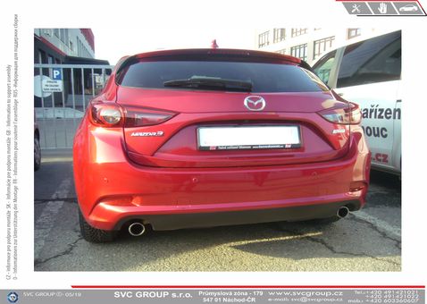 Tažné zařízení Mazda 3 HB 2013
Maximální zatížení 110 kg
Maximální svislé zatížení bottom kg
Katalogové číslo 003-451