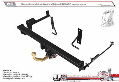 Tažné zařízení Mazda 3 sedan 2013
Maximální zatížení 110 kg
Maximální svislé zatížení bottom kg
Katalogové číslo 001-452