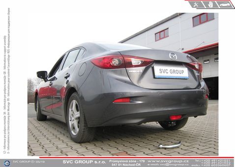 Tažné zařízení Mazda 3 Sedan 2013
Maximální zatížení 110 kg
Maximální svislé zatížení bottom kg
Katalogové číslo 002-452