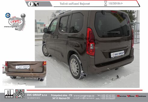 Tažné zařízení Toyota Proace City
Maximální zatížení 95 kg
Maximální svislé zatížení bottom kg
Katalogové číslo 002-229