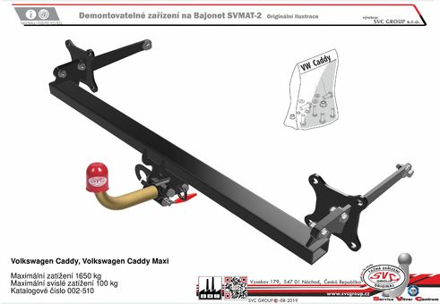 Tažné zařízení VW  Caddy 2020+
Maximální zatížení 100 kg
Maximální svislé zatížení bottom kg
Katalogové číslo 002-510