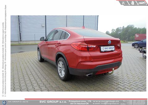 Tažné zařízení BMW X4   2014 - 2018
Maximální zatížení 115 kg
Maximální svislé zatížení bottom kg
Katalogové číslo 002-504