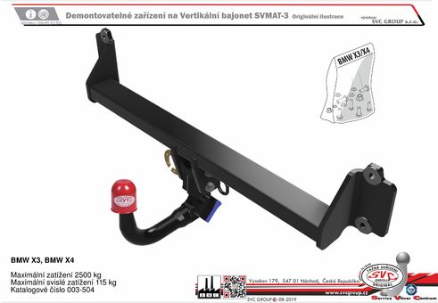 Tažné zařízení BMW X4   2014 - 2018
Maximální zatížení 115 kg
Maximální svislé zatížení bottom kg
Katalogové číslo 003-504