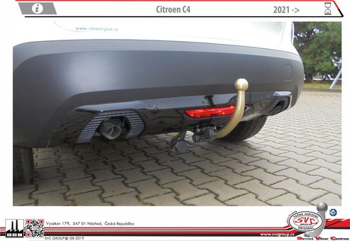 Tažné zařízení Citroen C4 2021+
Maximální zatížení 85 kg
Maximální svislé zatížení bottom kg
Katalogové číslo 002-513