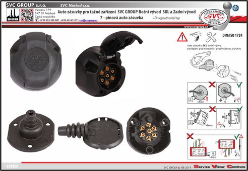 7 pinová auto zásuvka může obsahovat 1 nebo 2 těsnící gumičky  SY-023-BX