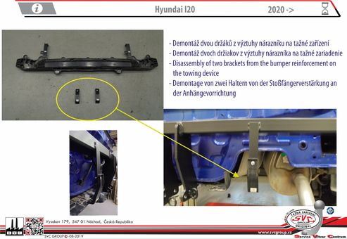 Tažné zařízení Hyundai i20 2020-
Maximální zatížení 85 kg
Maximální svislé zatížení bottom kg
Katalogové číslo 002-514