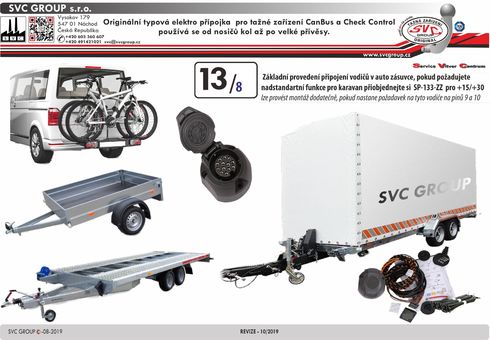 13 pinů originální typová elektro přípojka pro tažné zařízení SVC RN-162-HH