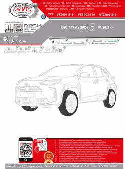 Tažné zařízení Toyota Yaris Cross  04/2021-
Maximální zatížení 95 kg
Maximální svislé zatížení bottom kg
Katalogové číslo 002-519