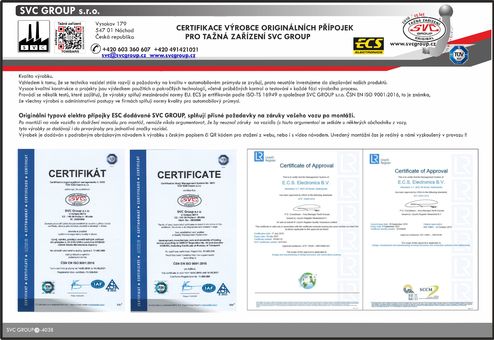 certifikát shodnosti a pravosti pro montáž tažného zařízení  DA-027-BH