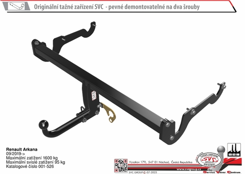 Renault Arkana
09/2019->
Maximální zatížení 1600 kg
Maximální svislé zatížení 95 kg
Katalogové číslo 001-526