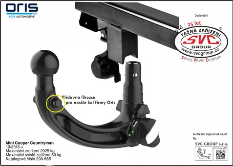 Mini Cooper Countryman
10/2016->
Maximální zatížení 2025 kg
Maximální svislé zatížení 80 kg
Katalogové číslo 200-665