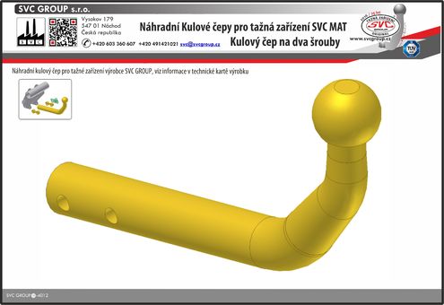 Tažné zařízení kulový čep na dva šrouby Náhrada za poškozená dvou šroubové provedení nebo Bajonetové uložení 