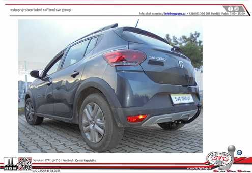 Tažné zařízení Dacia Sandero + Stepway
Maximální zatížení 80 kg
Maximální svislé zatížení bottom kg
Katalogové číslo 001-523