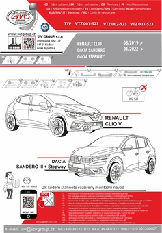 Tažné zařízení Dacia Sandero + Stepway
Maximální zatížení 80 kg
Maximální svislé zatížení bottom kg
Katalogové číslo 001-523