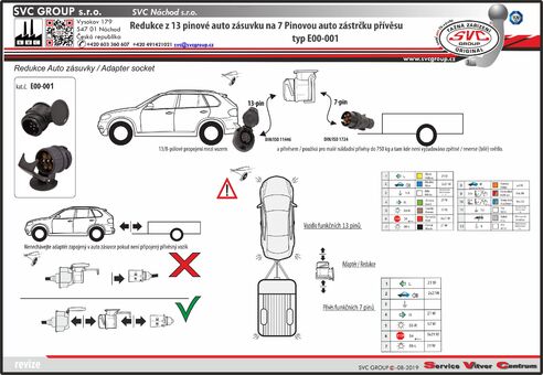 Redukce z 13 na 7 pinů elektro přípojek a zásuvky pro tažné zařízení FR-118-13