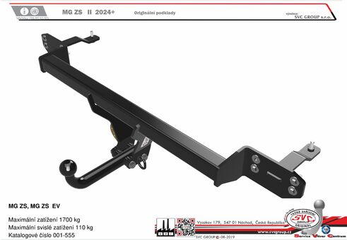 MG ZS, MG ZS  EV

Maximální zatížení 1700 kg
Maximální svislé zatížení 110 kg
Katalogové číslo 001-555