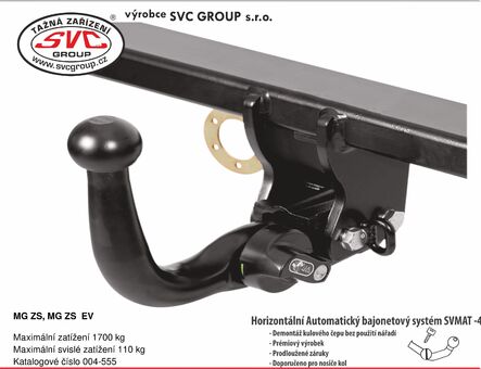MG ZS, MG ZS  EV
Maximální zatížení 1700 kg
Maximální svislé zatížení 110 kg
Katalogové číslo 004-555