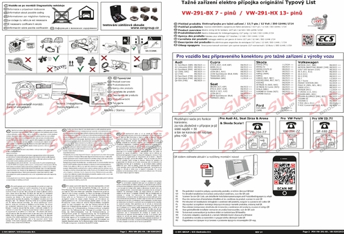 7 pinu elektro přípojka tažné zařízení SVC ECS VW-291-BX