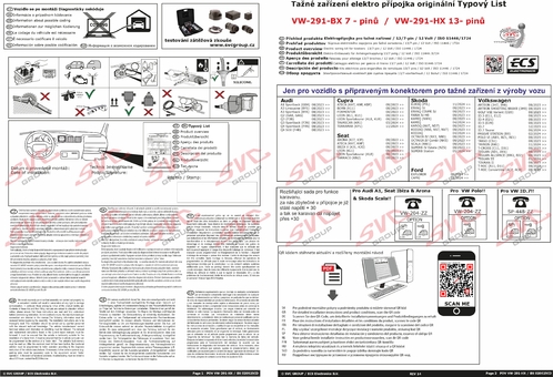 13 auto přípojka originální typová elektro přípojka tažná zařízení VW-291-HX