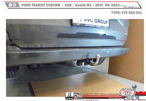 Tažné zařízení FORD TRANSIT CUSTOM
Maximální zatížení 188 kg
Maximální svislé zatížení 2950kg
Katalogové číslo 002-538