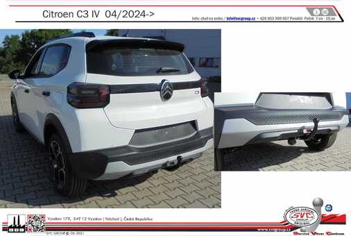 Tažné zařízení C3 - IV
Maximální zatížení 100 kg
Maximální svislé zatížení 1 600kg
Katalogové číslo 001-558