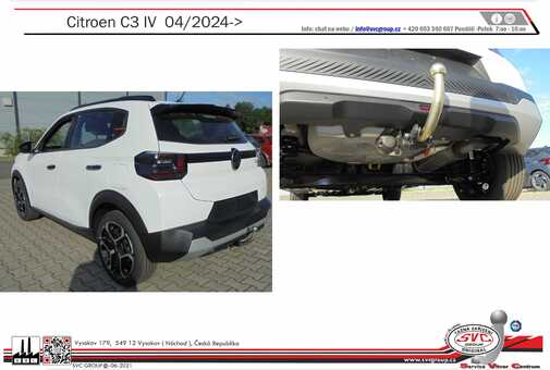 Tažné zařízení C3 IV
Maximální zatížení 100 kg
Maximální svislé zatížení bottom kg
Katalogové číslo 002-558