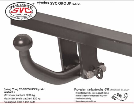 Ssang Yong TORRES HEV Hybrid
02/2024->
Maximální zatížení 2200 kg
Maximální svislé zatížení 120 kg
Katalogové číslo 1.001-529