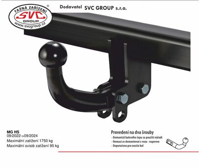 Tažné zařízení HS  do 2024
Maximální zatížení 95 kg
Maximální svislé zatížení 1750 kg
