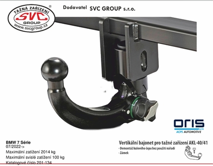 BMW 7 Série
07/2022->
Maximální zatížení 2014 kg
Maximální svislé zatížení 100 kg
Katalogové číslo 201-134