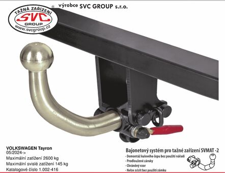VOLKSWAGEN Tayron
05/2024->
Maximální zatížení 2600 kg
Maximální svislé zatížení 145 kg
Katalogové číslo 1.002-416