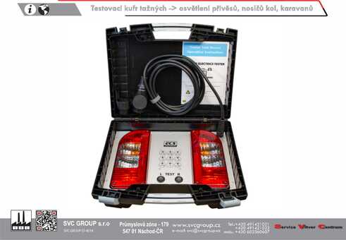 Zkušební tester tažného zařízení a osvětlení přívěsů, nosičů kol, karavanů TET 
SVC GROUP