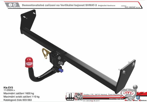 Kia EV3
11/2024->
Maximální zatížení 1600 kg
Maximální svislé zatížení 110 kg
Katalogové číslo 003-563