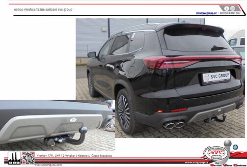 Tažné zařízení Tiggo 8 + EBRO 800
Maximální zatížení 1600 kg
Maximální svislé zatížení 120 kg
Katalogové číslo 001-566