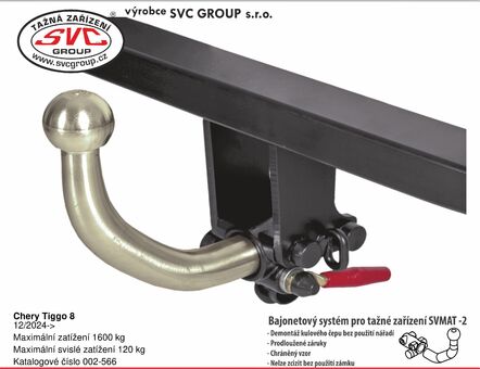 Chery Tiggo 8
12/2024->
Maximální zatížení 1600 kg
Maximální svislé zatížení 120 kg
Katalogové číslo 002-566
